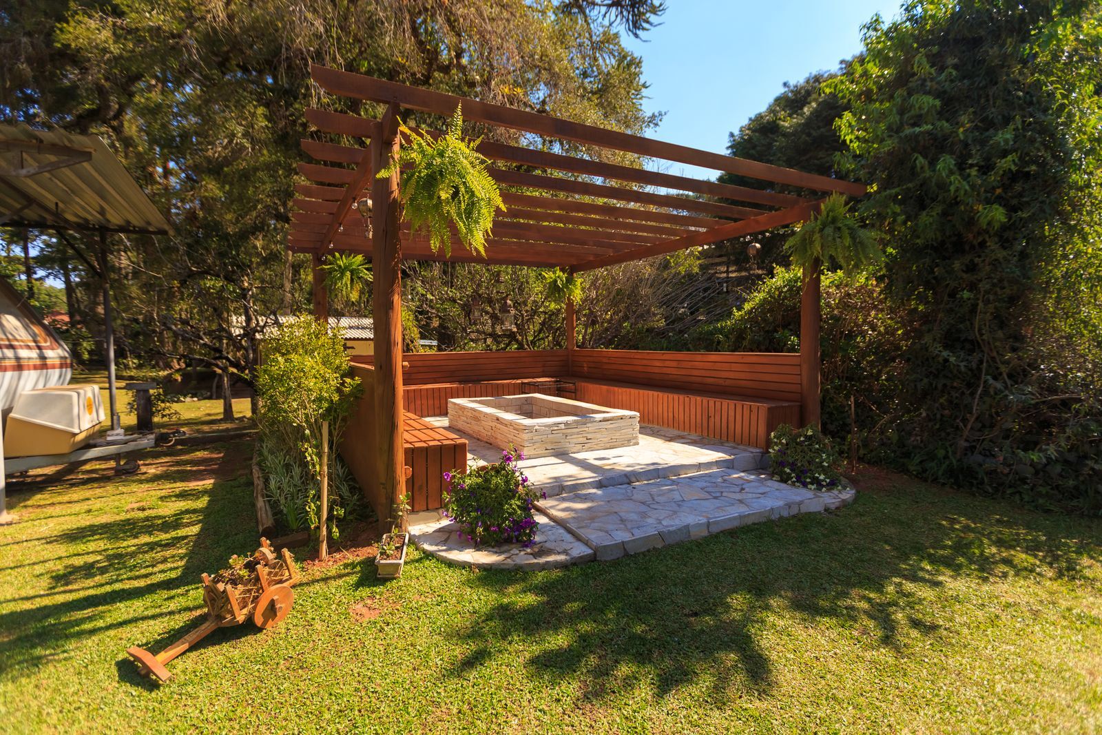 Pergola and Stone Hardscape — Illustrious Renovations project